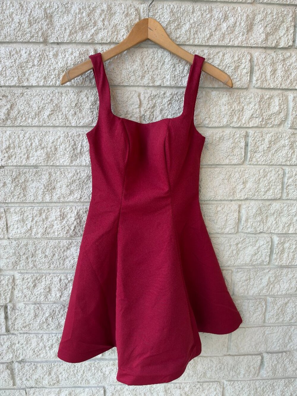 Stacees Burgundy Fit & Flare Mini Dress